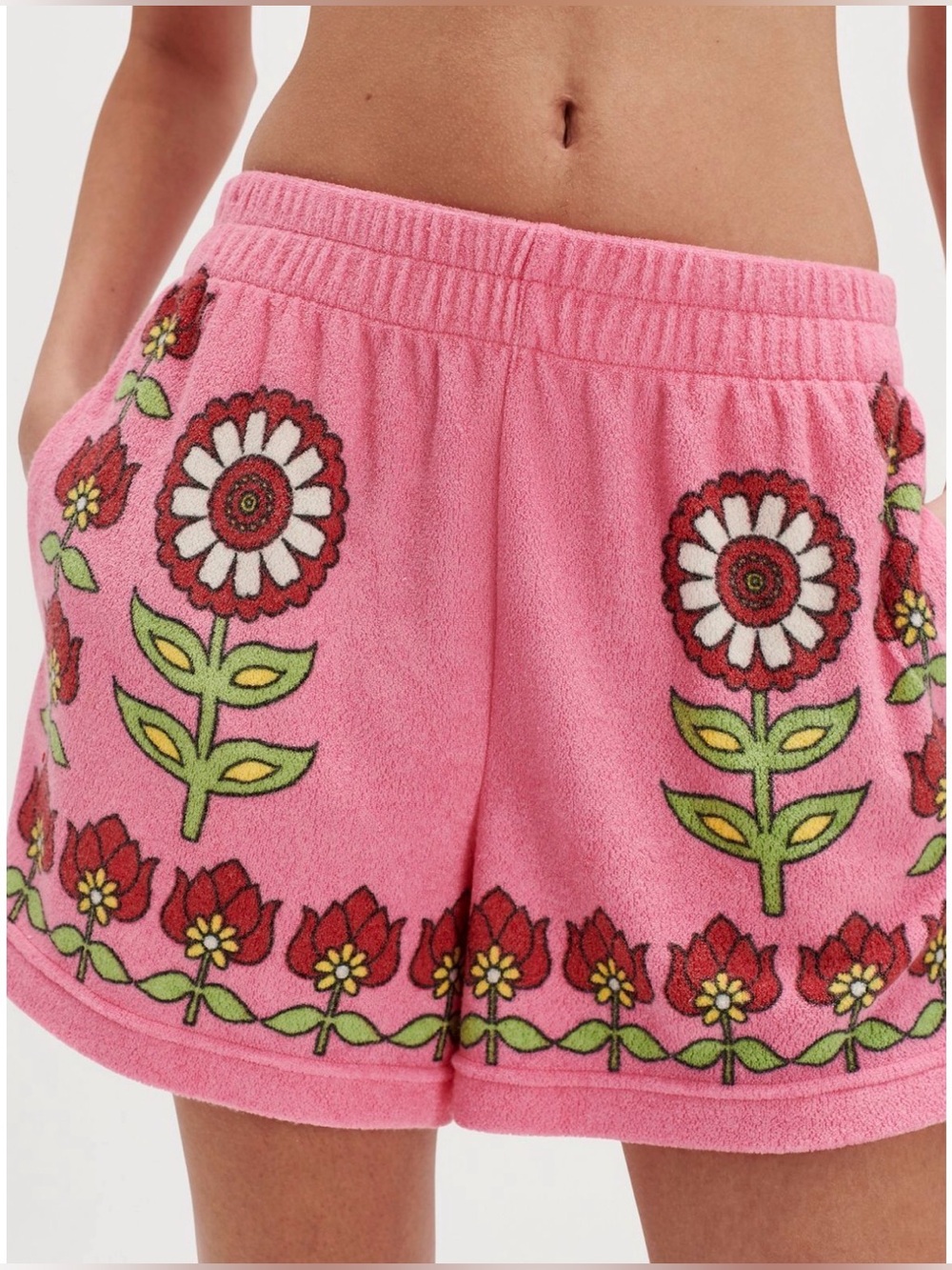 Free People Bali Electric Love Terry Shorts. NWT. Pink carnation